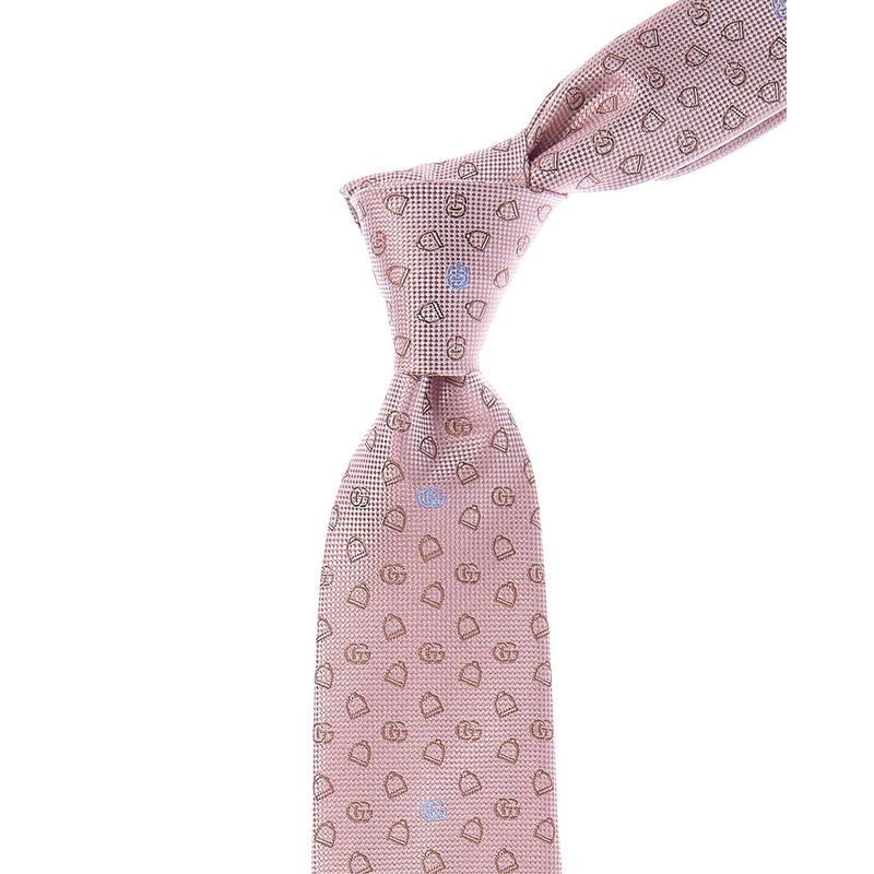 Gucci Pink Stirrup Jacquard Silk Tie, Pink